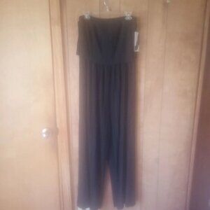 Lovepoem Women's Black Strapless Wide Leg Elastic Waist Jumpsuit Size XL NWT